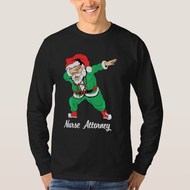 Christmas Dabbing Scrub Santa Nurse Attorney Nursi T-Shirt (Front)