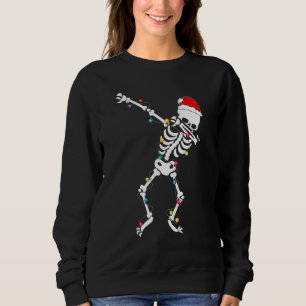 Christmas Dabbing Skeleton Lights Santa Hat For Ki Sweatshirt