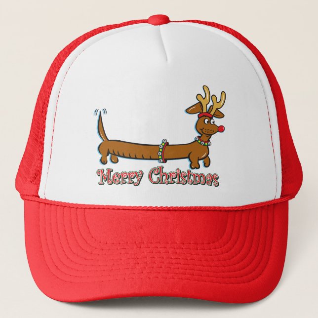 Christmas Dachshind Trucker Hat (Front)