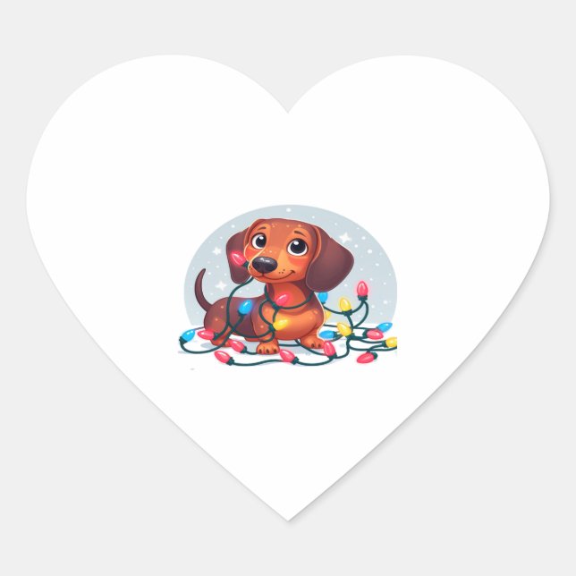 Christmas Dachshund  1 Heart Sticker (Front)