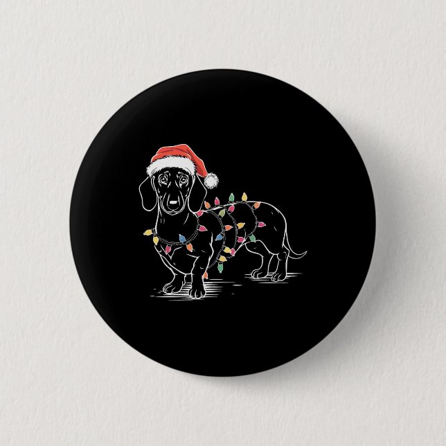Christmas Dachshund  6 Cm Round Badge (Front)