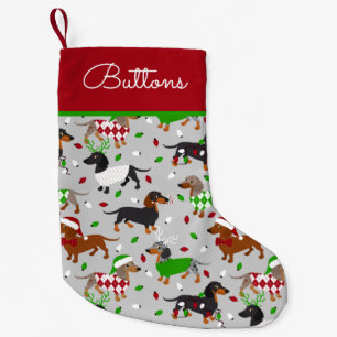 Christmas Dachshund All Coats Custom Name Small Christmas Stocking