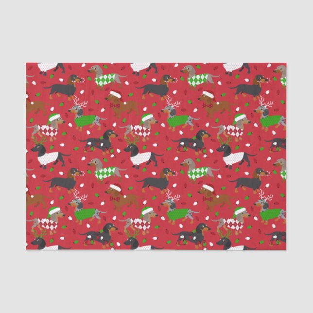 Christmas Dachshund All Coats Tissue Paper (Front)