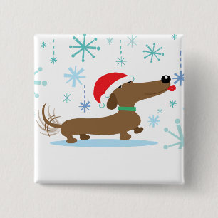 Christmas Dachshund button