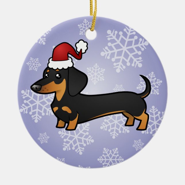 Christmas Dachshund Ceramic Tree Decoration (Front)