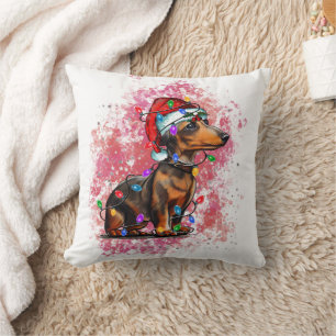 Christmas dachshund cushion