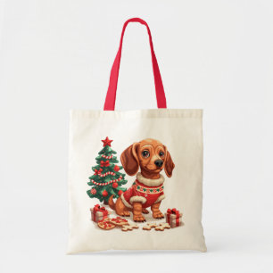 Christmas Dachshund Dog Holiday Cookies Tote Bag