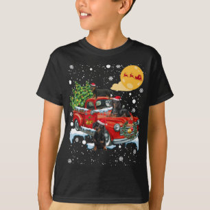 Christmas Dachshund Dog With Vintage Red Truck Fun T-Shirt