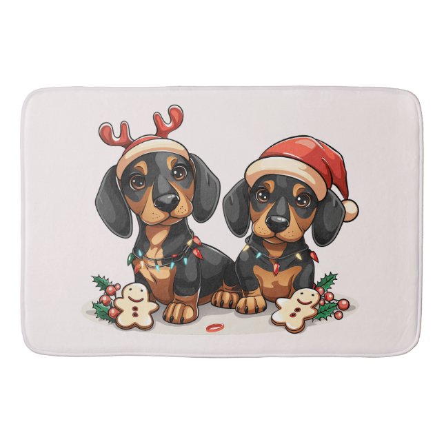 Christmas Dachshund Dogs Bath Mat (Front)