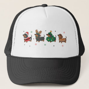Christmas Dachshund Dogs Cute Holiday Sausage Dog Trucker Hat