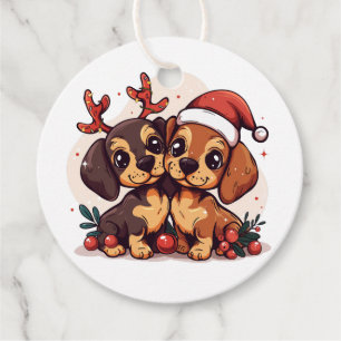 Christmas Dachshund Dogs Favour Tags