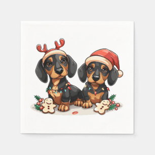 Christmas Dachshund Dogs Napkin
