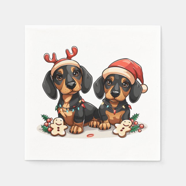 Christmas Dachshund Dogs Napkin (Front)