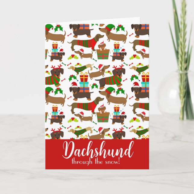 Christmas Dachshund Funny Holiday Card (Front)