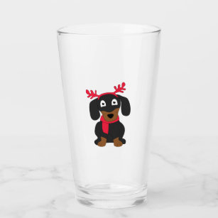 Christmas dachshund glass
