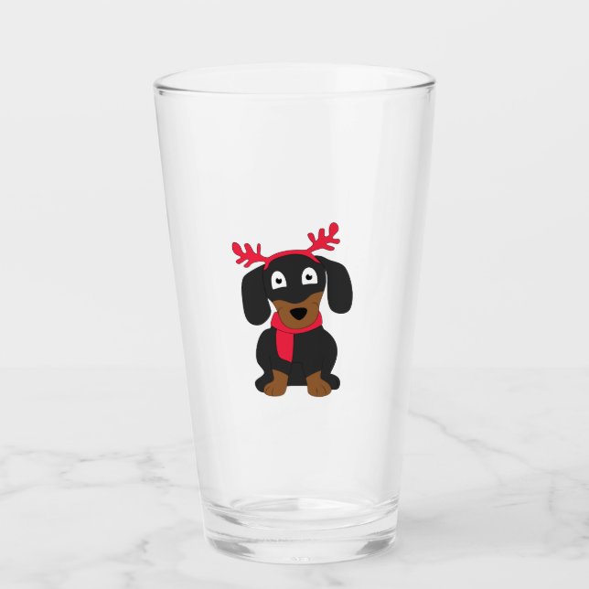 Christmas dachshund glass (Front)