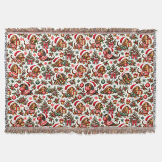 Christmas Dachshund Holiday Mischief Throw Blanket