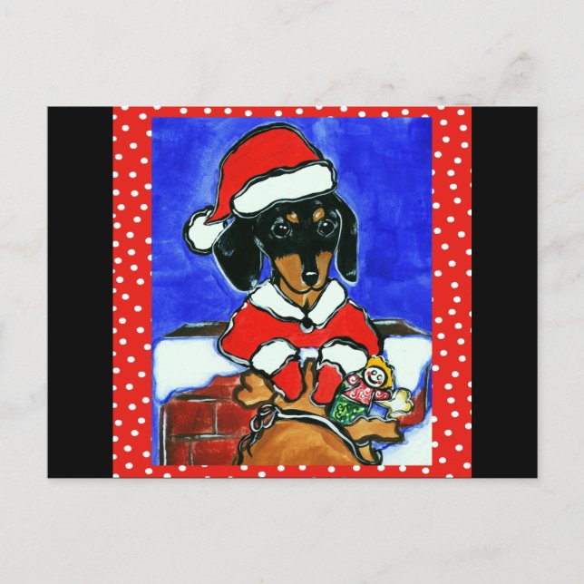Christmas Dachshund Holiday Postcard (Front)