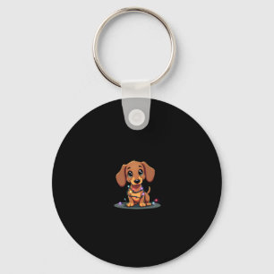 Christmas Dachshund Lights (1) Key Ring