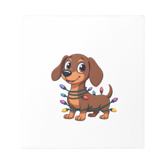 Christmas Dachshund Lights (1) Notepad (Front)