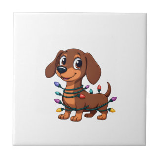 Christmas Dachshund Lights (1) Tile