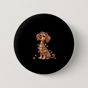 Christmas Dachshund Lights (2) 6 Cm Round Badge