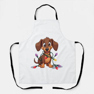 Christmas Dachshund Lights (2) Apron