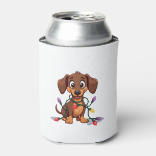 Christmas Dachshund Lights (2) Can Cooler