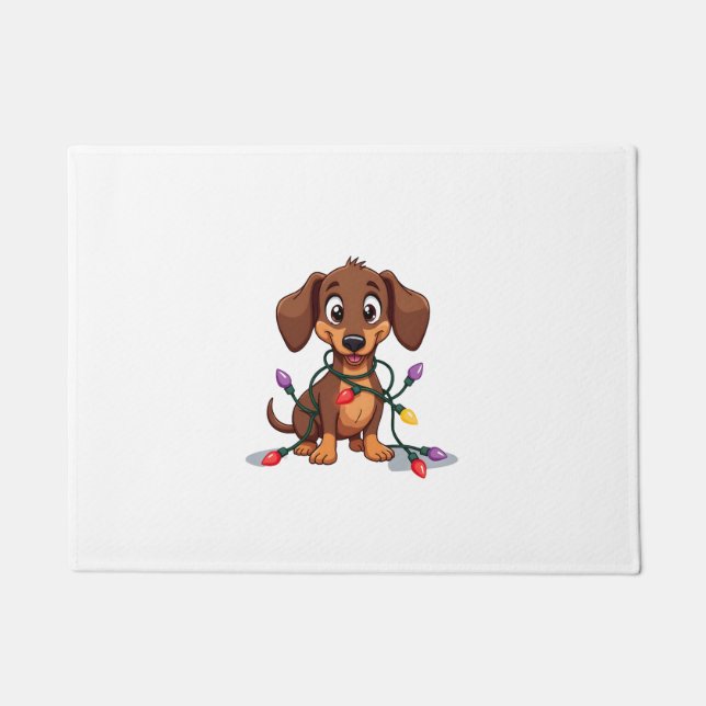 Christmas Dachshund Lights (2) Doormat (Front)