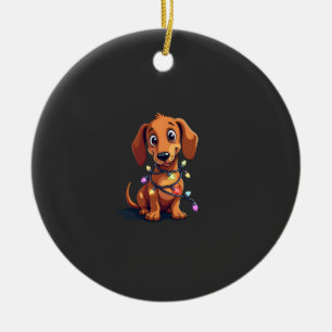 Christmas Dachshund Lights (3) Ceramic Tree Decoration