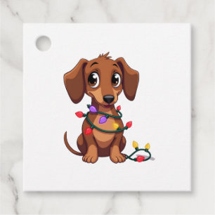Christmas Dachshund Lights (3) Favour Tags