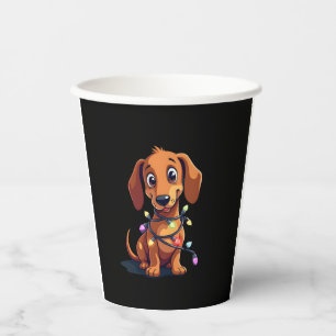 Christmas Dachshund Lights (3) Paper Cups