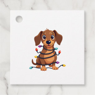 Christmas Dachshund Lights Favour Tags