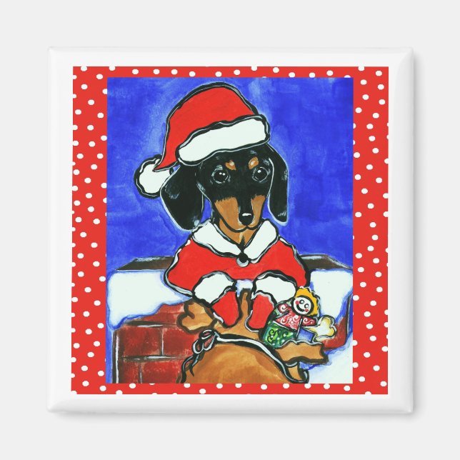 Christmas Dachshund Magnet (Front)
