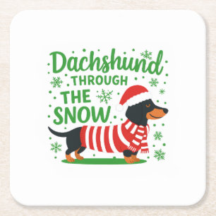 Christmas Dachshund Paper Coaster