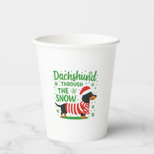 Christmas Dachshund Paper Cups