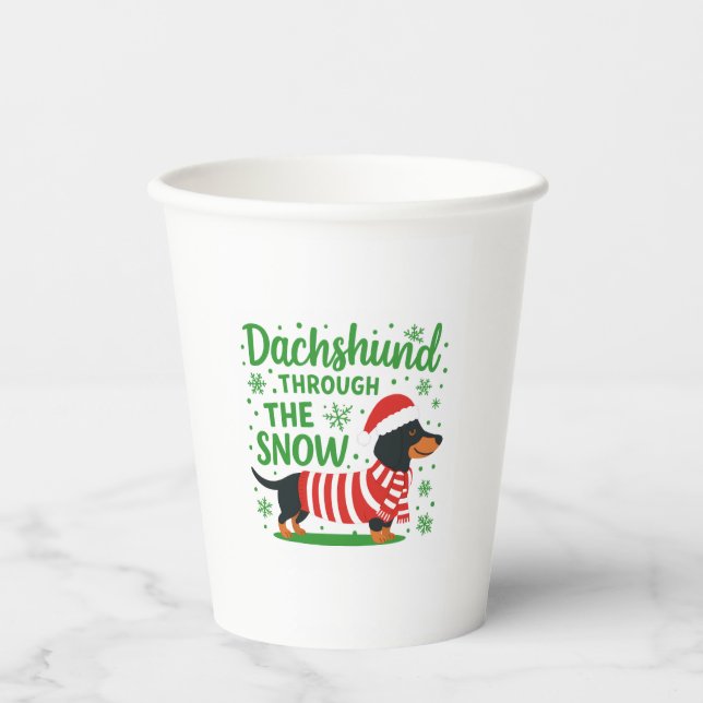 Christmas Dachshund Paper Cups (Front)