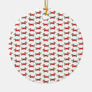 Christmas dachshund pattern ceramic tree decoration