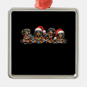Christmas Dachshund Puppies Metal Tree Decoration