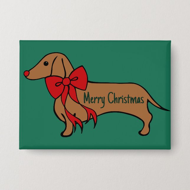  Christmas Dachshund Puppy Button  (Front)