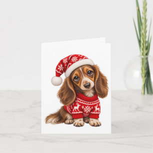 Christmas Dachshund Puppy Card