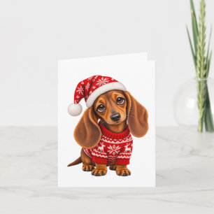 Christmas Dachshund Puppy Card