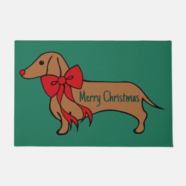  Christmas Dachshund Puppy Doormat  (Front)