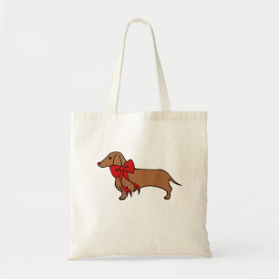 Christmas Dachshund Puppy Tote Gift Bag