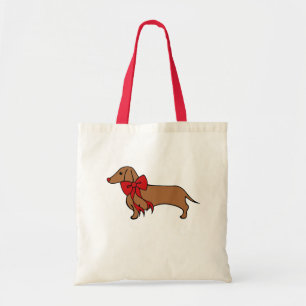 Christmas Dachshund Puppy Tote Gift Bag