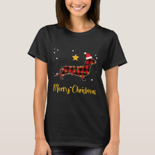Christmas Dachshund Red Plaid Dog Lover Pajama T-Shirt