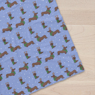 Christmas Dachshund Reindeer Cute Pattern Fleece Blanket