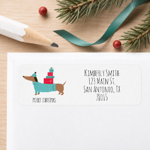 Christmas Dachshund Return Address