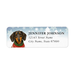 Christmas Dachshund Return Address Labels