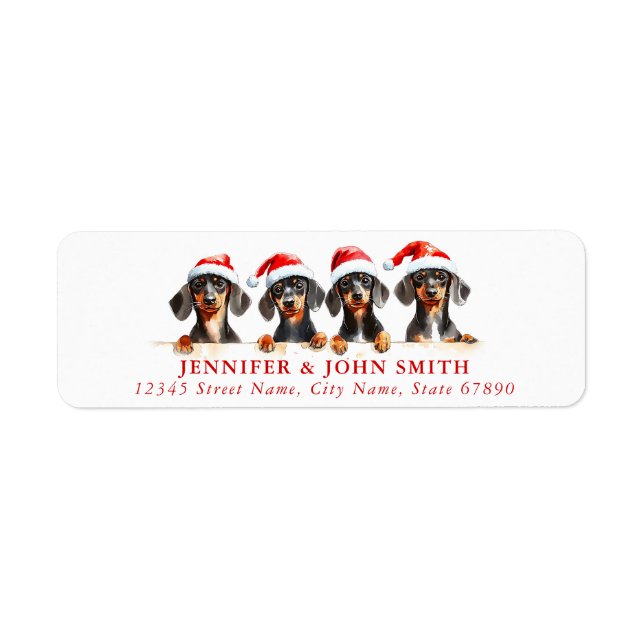 Christmas Dachshund Return Address Labels (Front)